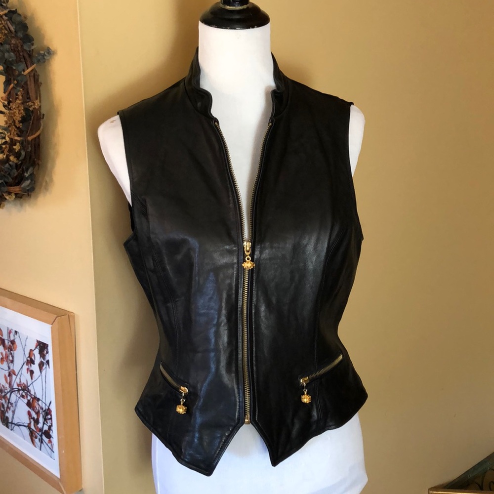 FLORINE WACHTER Size 12 P Buttery Soft Black Leather Gold Hardware  $229 NEW